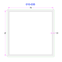 Tube Carré Aluminium 75x75mm