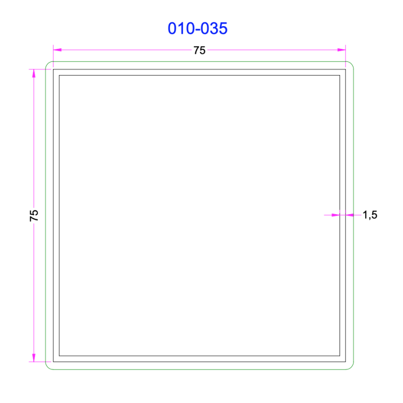 Tube Carré Aluminium 75x75mm