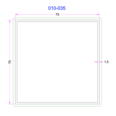 Tube Carré Aluminium 75x75mm