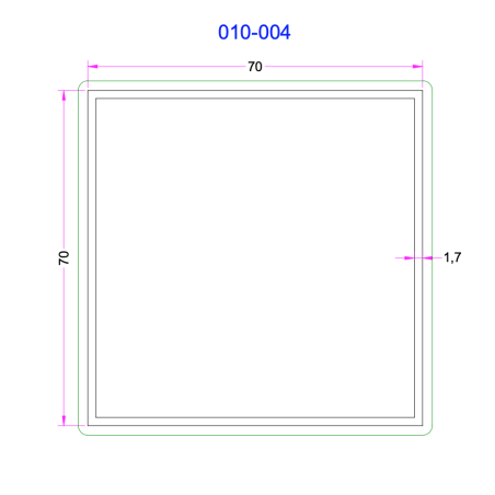 Tube Carré Aluminium 70x70mm