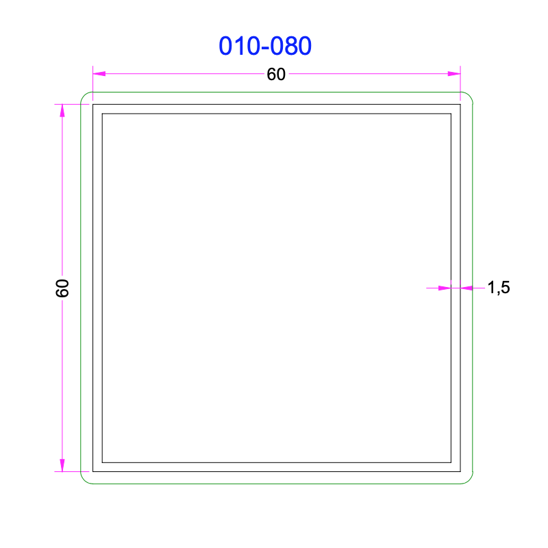 Tube Carré Aluminium 60x60mm
