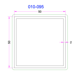 Tube Carré Aluminium 50x50mm