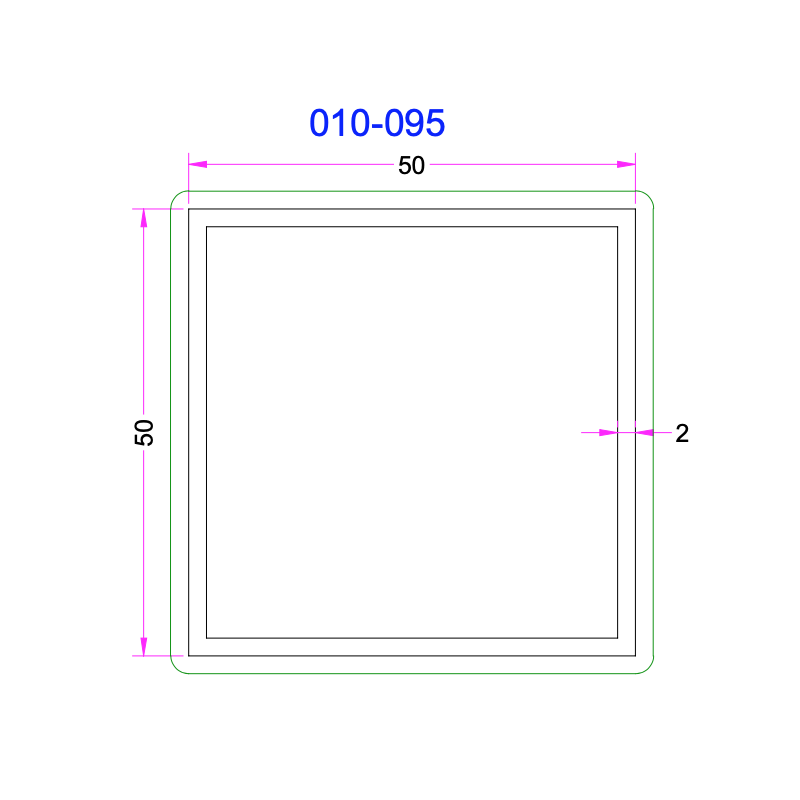 Tube Carré Aluminium 50x50mm
