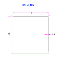 Tube Carré Aluminium 46x46mm
