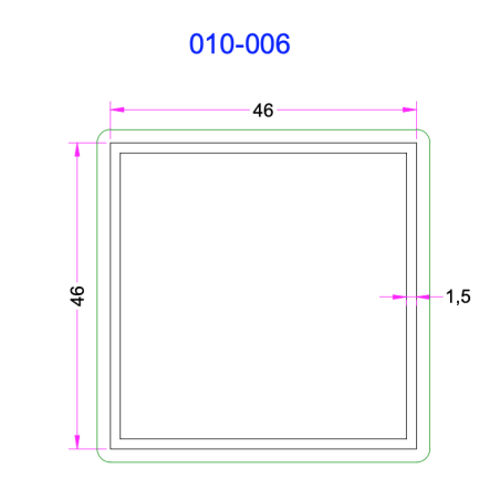 Tube Carré Aluminium 46x46mm