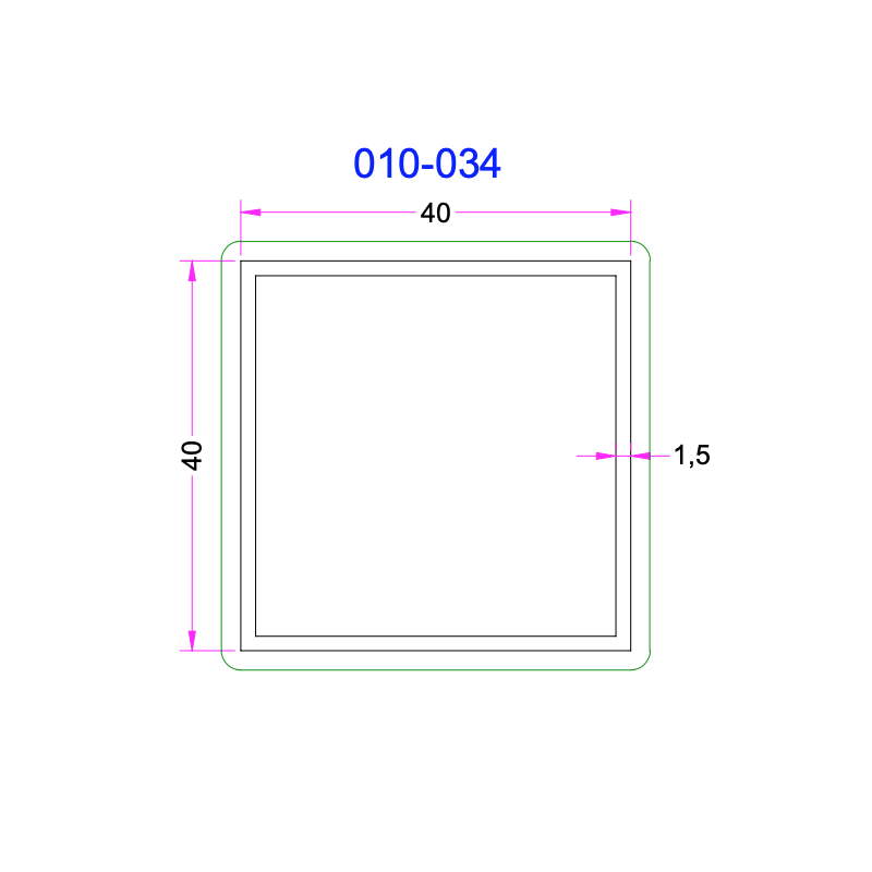 Tube Carré Aluminium 40x40mm