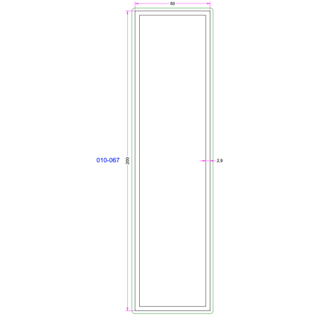Tube Rectangulaire Aluminium 200x50mm