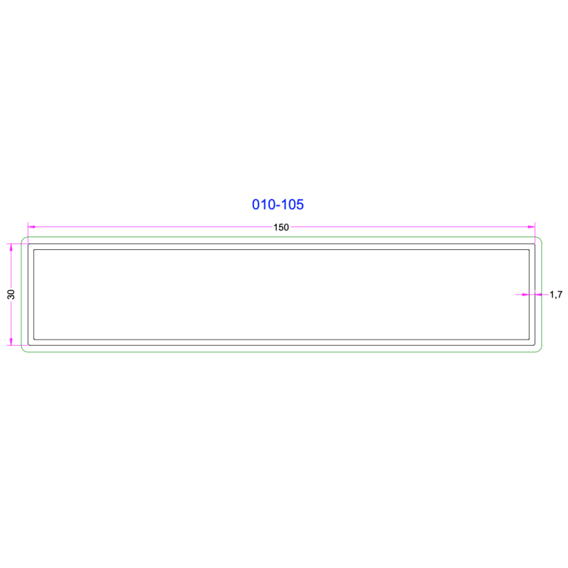 Tube Rectangulaire Aluminium 150x30mm
