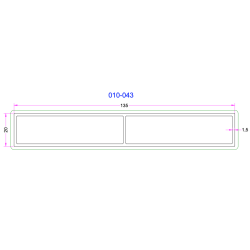 Tube Rectangulaire Aluminium 135x20mm