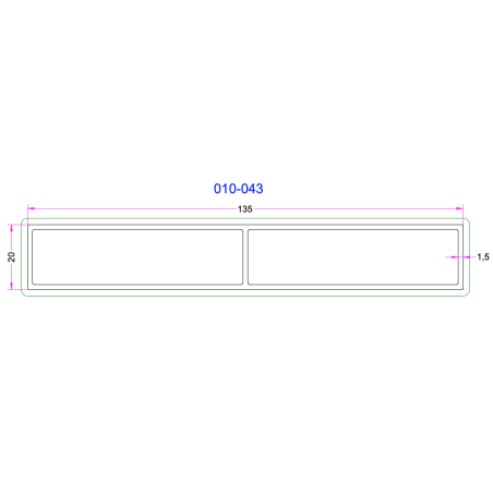 Tube Rectangulaire Aluminium 135x20mm