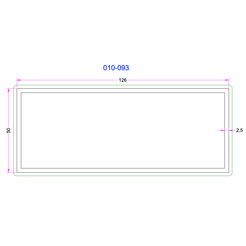 Tube Rectangulaire Aluminium 126x50mm