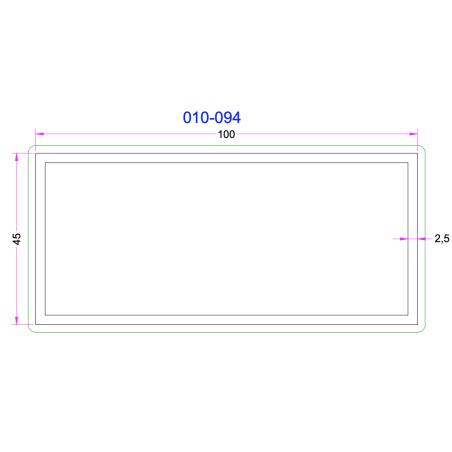Tube Rectangulaire Aluminium 100x45mm