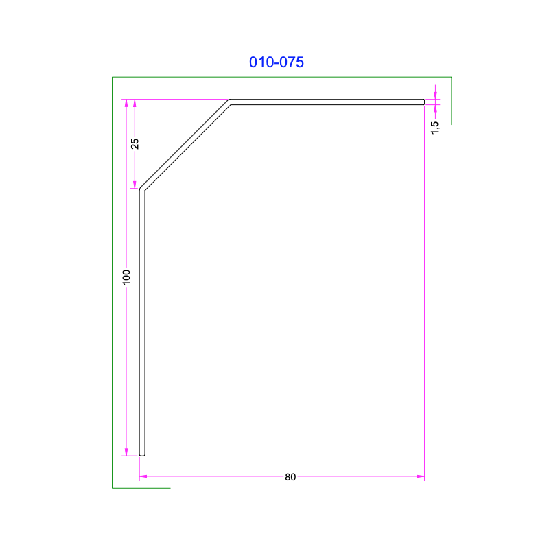 Cornière Aluminium 100x80mm Chanf 25x25