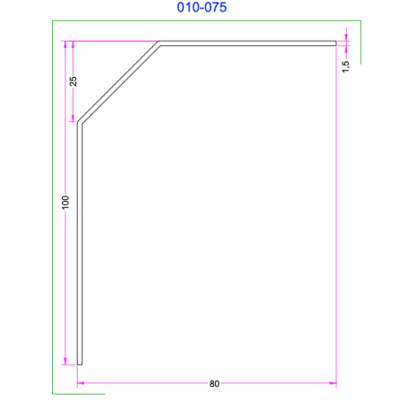 Cornière Aluminium 100x80mm Chanf 25x25